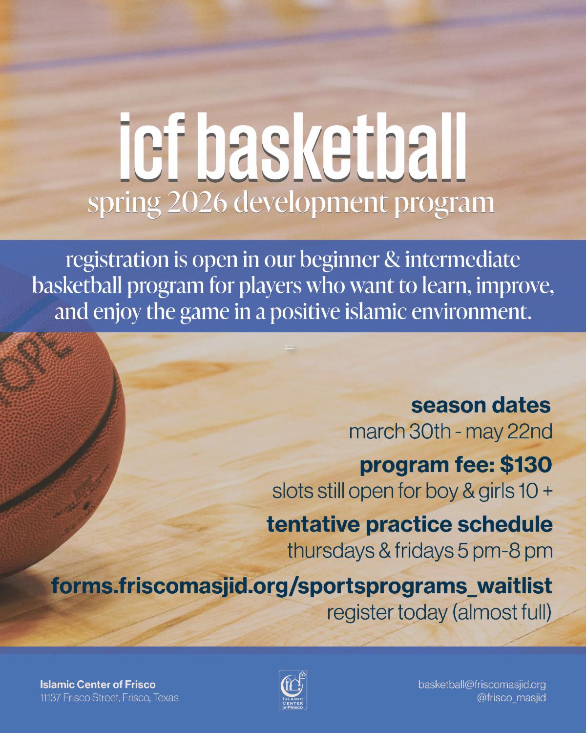 ICF Basketball Spring 2026 Development Program (Season)